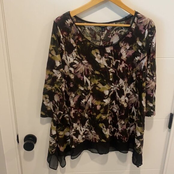 Vera Wang floral flowy long sleeve top size 0X - Picture 2 of 9